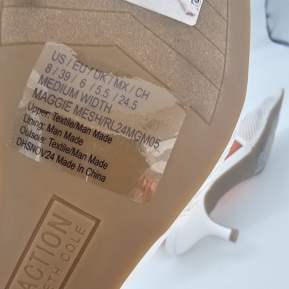 Kenneth Cole Reaction Maggie Mesh Slingback Kitten Heel Pumps White Size 8 - Picture 15 of 15